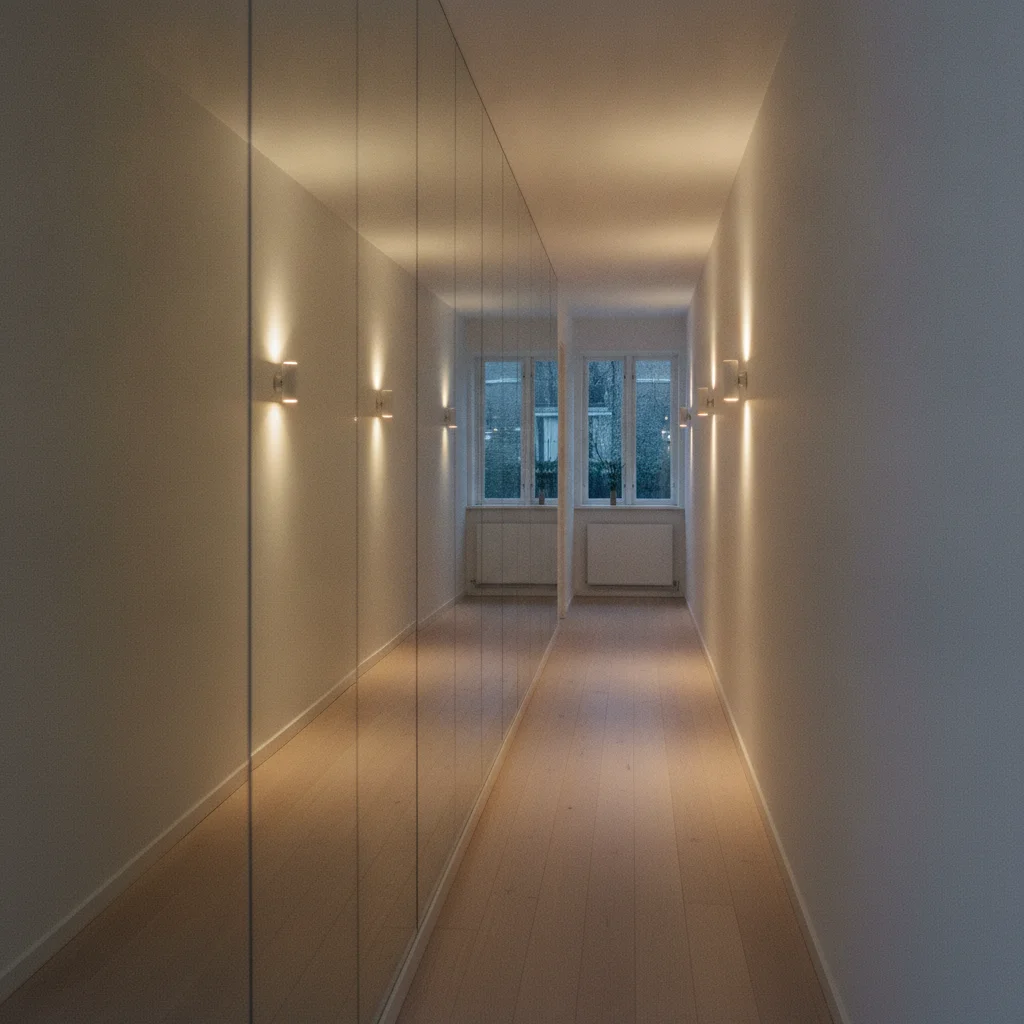 Miroir adhésif : agrandir un couloir étroit sans travaux